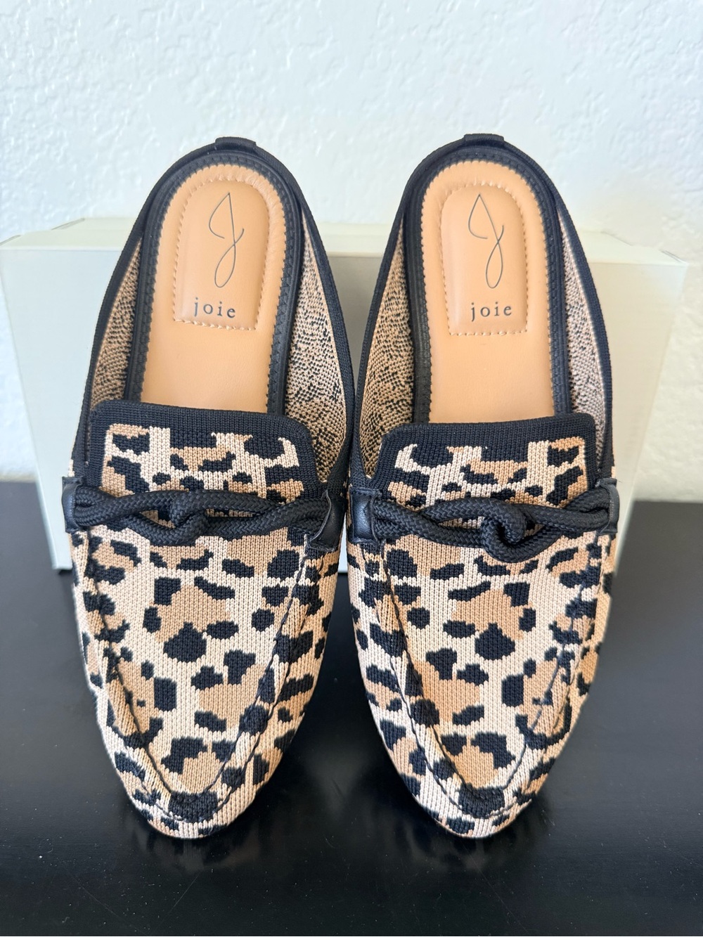 Joie Leopard-Print Slip-On Mules in Tan and Black